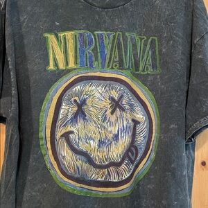 NIRVANA SMILEY FACE BRUSHSTROKE T-SHIRT XL